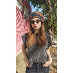 Beret plana estampada