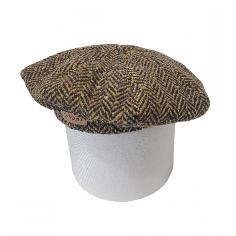 Beret plano en lana beige